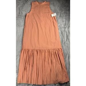 NORDSTROM Sleeveless Seersucker Maxi Sift Dress Pink Desert Women Large New